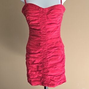 BCBGMaxAzria Sexy Red Ruched Mini Dress NWOT Size2